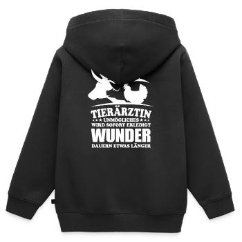Tierärztin - Unmögliches wird sofort erledigt - Kinder Premium Organic Zip Hoodie - Schwarz - Hinten - AI Model Kid Male (0cm)