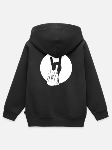 Metal Fork - Silhouette - Heavy Metal Cats - Kids Premium Organic Zip-up Hoodie - black