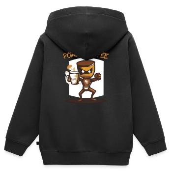 Power Coffee - Kinder Premium Organic Zip Hoodie - Schwarz - Hinten - AI Model Kid Male (0cm)