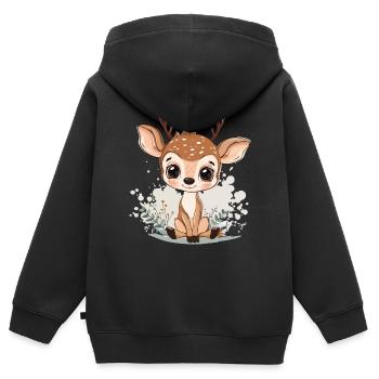 Rehkitz - Kinder Premium Organic Zip Hoodie - Schwarz - Hinten - AI Model Kid Male (0cm)