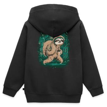 sloth jungle walk - Kinder Premium Organic Zip Hoodie - Schwarz - Hinten - AI Model Kid Male (0cm)