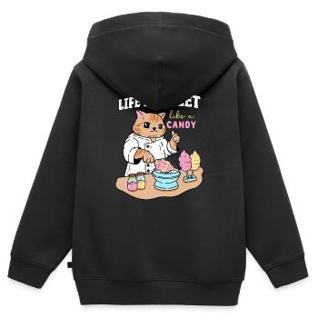 Sweet Life - Kids Premium Organic Zip-up Hoodie - black - Back - AI Model Kid Male (0cm)