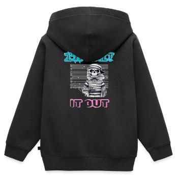 Je vais attendre - Sweat Premium à capuche zippé enfant bio - noir - Dos - AI Model Kid Male (0cm)