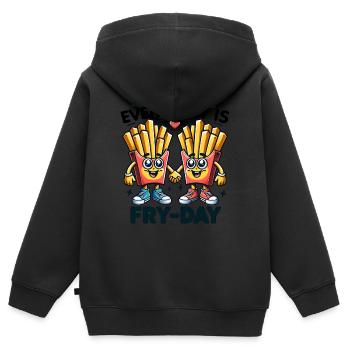 Jeder Tag ist Pommes Tag verliebte Pommestüten - Kinder Premium Organic Zip Hoodie - Schwarz - Hinten - AI Model Kid Male (0cm)
