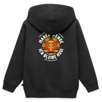 Mauer, Wende, Ossi bis zum Ende, DDR Spruch - Kinder Premium Organic Zip Hoodie - Schwarz - Hinten - AI Model Kid Male (0cm)