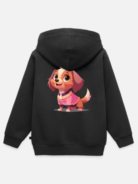 Chiot mignon - Sweat Premium à capuche zippé enfant bio - noir