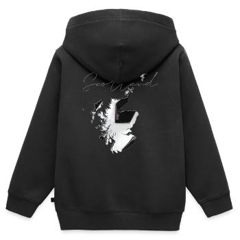 Schottland Landkarte umrahmt echten Fußball EN - Kinder Premium Organic Zip Hoodie - Schwarz - Hinten - AI Model Kid Male (0cm)