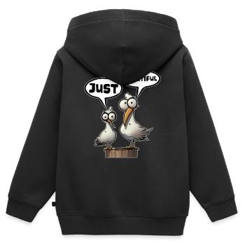 The Bäädden Seagulls - Seagull just beautiful saying - Kids Premium Organic Zip-up Hoodie - black - Back - AI Model Kid Male (0cm)