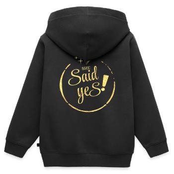 She Said yes doré - Sweat Premium à capuche zippé enfant bio - noir - Dos - AI Model Kid Male (0cm)