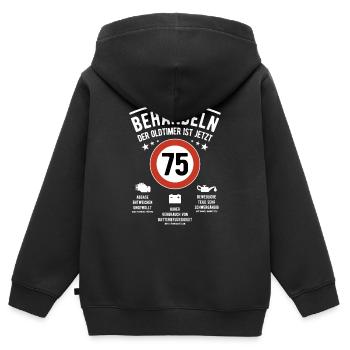 Oldtimer schonend behandeln - 75. Geburtstag - Kinder Premium Organic Zip Hoodie - Schwarz - Hinten - AI Model Kid Male (0cm)