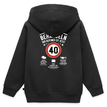 Oldtimer schonend behandeln - 40. Geburtstag - Kinder Premium Organic Zip Hoodie - Schwarz - Hinten - AI Model Kid Male (0cm)
