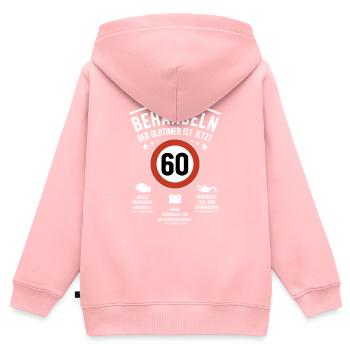 Oldtimer schonend behandeln - 60. Geburtstag - Kinder Premium Organic Zip Hoodie - Rosa - Hinten - AI Model Kid Female (0cm)