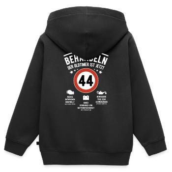 Oldtimer schonend behandeln - 44. Geburtstag - Kinder Premium Organic Zip Hoodie - Schwarz - Hinten - AI Model Kid Male (0cm)