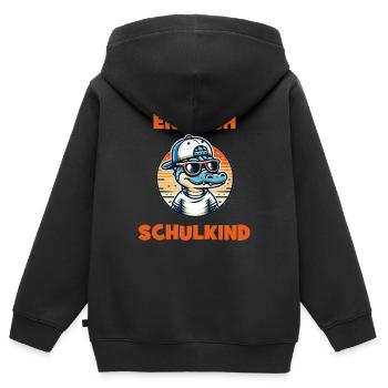Endlich Schulkind Krokodil mit Basecap - Kinder Premium Organic Zip Hoodie - Schwarz - Hinten - AI Model Kid Male (0cm)