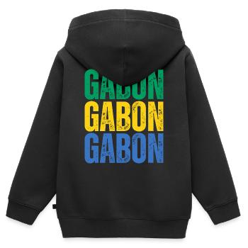 Flagge von Gabun, Gabunischer Stolz - Kinder Premium Organic Zip Hoodie - Schwarz - Hinten - AI Model Kid Male (0cm)