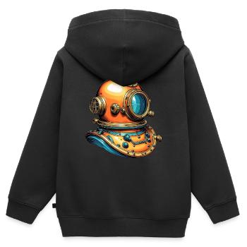Old nostalgic diving helmet - Kids Premium Organic Zip-up Hoodie - black - Back - AI Model Kid Male (0cm)