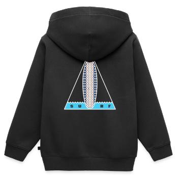 Surf-Dreieck (weiße Umrandung) - Kinder Premium Organic Zip Hoodie - Schwarz - Hinten - AI Model Kid Male (0cm)
