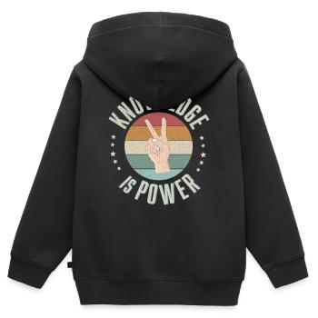 Wissen ist Macht - Kinder Premium Organic Zip Hoodie - Schwarz - Hinten - AI Model Kid Male (0cm)