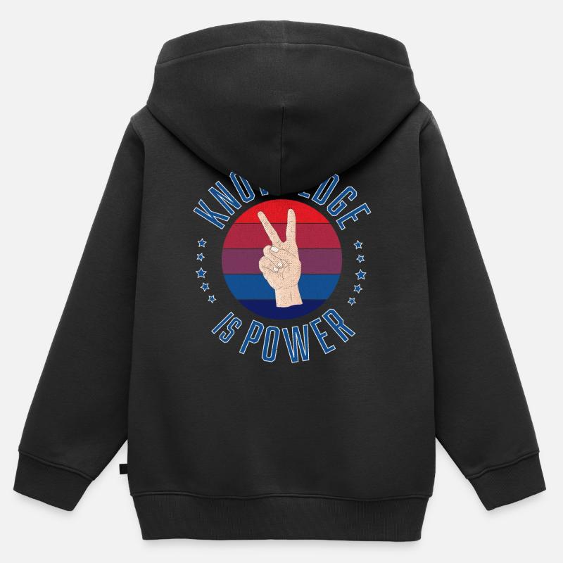 Savoir, c’est pouvoir - Sweat Premium à capuche zippé enfant bio - noir