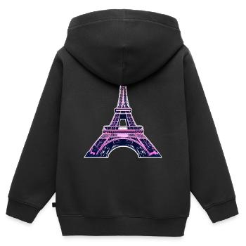Eiffel tower #9 - Sweat Premium à capuche zippé enfant bio - noir - Dos - AI Model Kid Male (0cm)