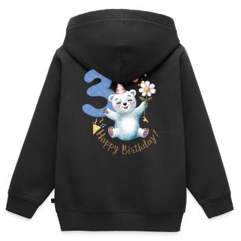 Kind Eisbär 3 Jahre 3. Geburtstag - Kinder Premium Organic Zip Hoodie - Schwarz - Hinten - AI Model Kid Male (0cm)