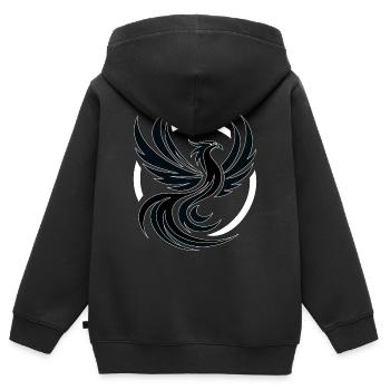 Phoenix schwarz-weiß - Kinder Premium Organic Zip Hoodie - Schwarz - Hinten - AI Model Kid Male (0cm)