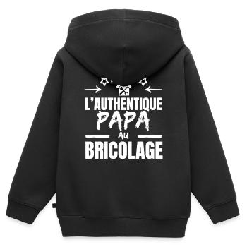 DER AUTHENTISCHE HANDWERKER-VATER - Kinder Premium Organic Zip Hoodie - Schwarz - Hinten - AI Model Kid Male (0cm)