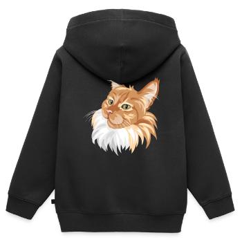 Ingwer Katze Porträt - Kinder Premium Organic Zip Hoodie - Schwarz - Hinten - AI Model Kid Male (0cm)