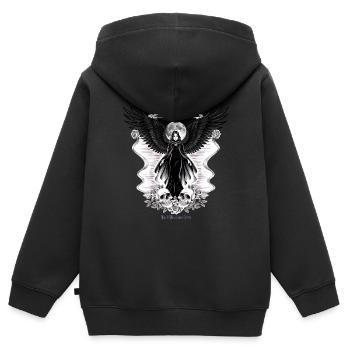 Engel der Dunkelheit - Kinder Premium Organic Zip Hoodie - Schwarz - Hinten - AI Model Kid Male (0cm)