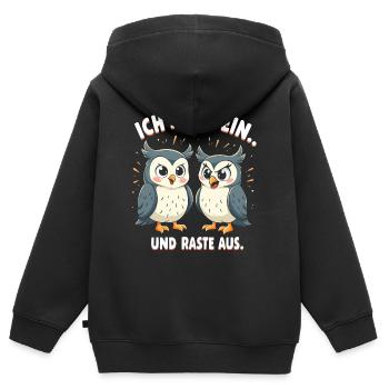 ich atme ein und raste aus lustige - Kinder Premium Organic Zip Hoodie - Schwarz - Hinten - AI Model Kid Male (0cm)