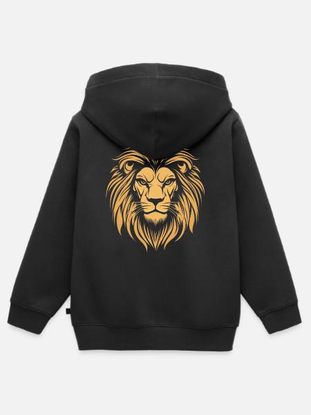 Goldenes modisches Löwen Logo - Kinder Premium Organic Zip Hoodie - Schwarz