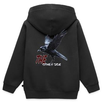 die andere Seite - Kinder Premium Organic Zip Hoodie - Schwarz - Hinten - AI Model Kid Male (0cm)