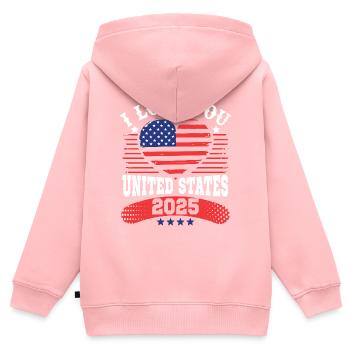 I LOVE YOU UNITED STATES - Sweat Premium à capuche zippé enfant bio - rose - Dos - AI Model Kid Female (0cm)