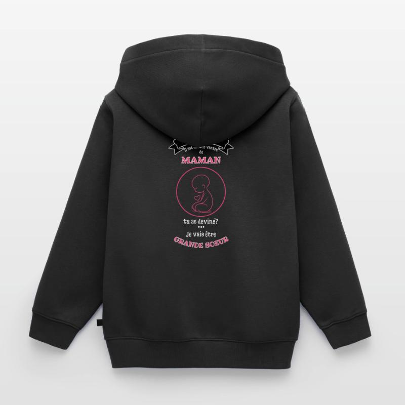 Maman surprise bébé Rire stylé Sweat Premium à capuche zippé enfant bio