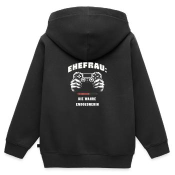 Ehefrau: Die wahre Endgegnerin - Kinder Premium Organic Zip Hoodie - Schwarz - Hinten - AI Model Kid Male (0cm)