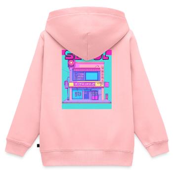 Seoul Vibes Only - Kids Premium Organic Zip-up Hoodie - rose - Back - AI Model Kid Female (0cm)