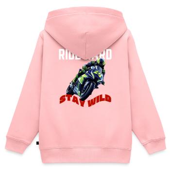 Ride Hard, Ride Free – Biker Gift - Kids Premium Organic Zip-up Hoodie - rose - Back - AI Model Kid Female (0cm)
