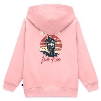 Geschwindigkeit & Freiheit – Rider Design - Kinder Premium Organic Zip Hoodie - Rosa - Hinten - AI Model Kid Female (0cm)