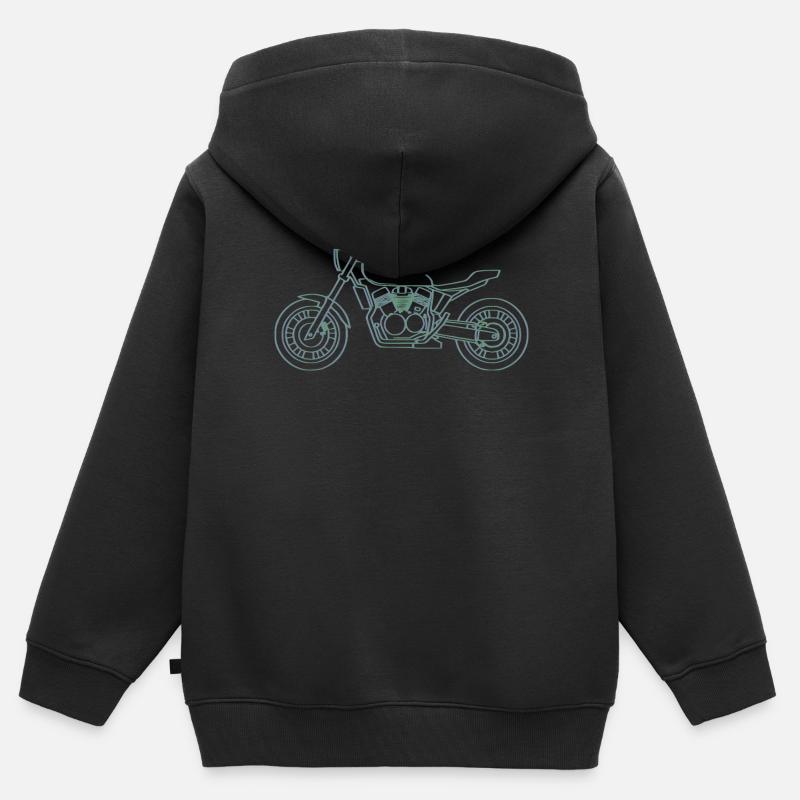 Neon Inline Classic Moto Motif - Felpa Premium con cappuccio con zip bambino bio - nero
