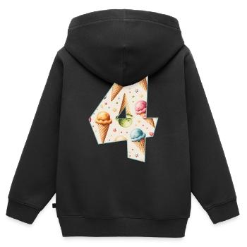 CREAM NUMBER 4 YEARS CREAM 4TH BIRTHDAY - Kids Premium Organic Zip-up Hoodie - black - Back - AI Model Kid Male (0cm)