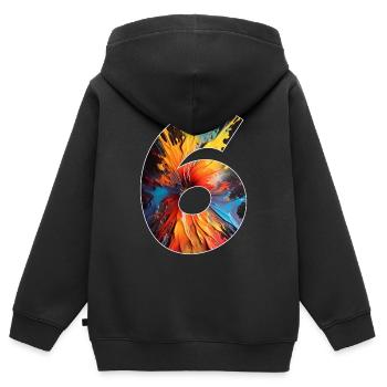 NUMMER 6 JAHRE 6. GEBURTSTAG - Kinder Premium Organic Zip Hoodie - Schwarz - Hinten - AI Model Kid Male (0cm)