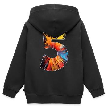 NUMMER 5 JAHRE 5. GEBURTSTAG - Kinder Premium Organic Zip Hoodie - Schwarz - Hinten - AI Model Kid Male (0cm)