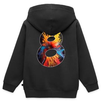 NUMMER 8 JAHRE 8. GEBURTSTAG - Kinder Premium Organic Zip Hoodie - Schwarz - Hinten - AI Model Kid Male (0cm)