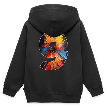 NUMBER 9 YEARS 9TH BIRTHDAY - Kids Premium Organic Zip-up Hoodie - black - Back - AI Model Kid Male (0cm)