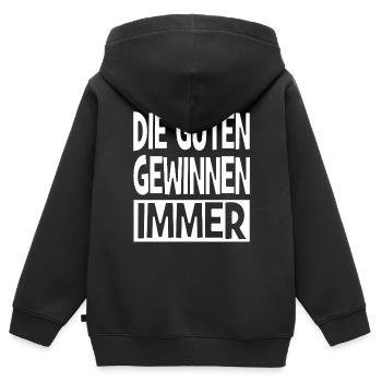 Die Guten gewinnen immer. - Kinder Premium Organic Zip Hoodie - Schwarz - Hinten - AI Model Kid Male (0cm)