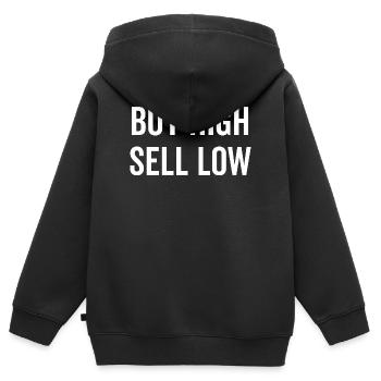 Hoch kaufen, niedrig verkaufen - Kinder Premium Organic Zip Hoodie - Schwarz - Hinten - AI Model Kid Male (0cm)