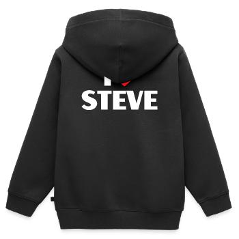 I love Steve Red Heart Romantic Name Fan - Kids Premium Organic Zip-up Hoodie - black - Back - AI Model Kid Male (0cm)