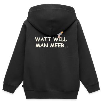 Watt Wandern  - Kinder Premium Organic Zip Hoodie - Schwarz - Hinten - AI Model Kid Male (0cm)