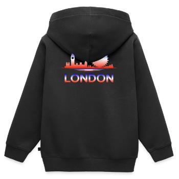 Pente de la ligne d’horizon de Londres - Sweat Premium à capuche zippé enfant bio - noir - Dos - AI Model Kid Male (0cm)