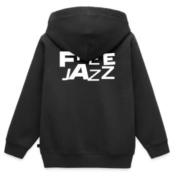 Free Jazz Bold Typografie - Kinder Premium Organic Zip Hoodie - Schwarz - Hinten - AI Model Kid Male (0cm)